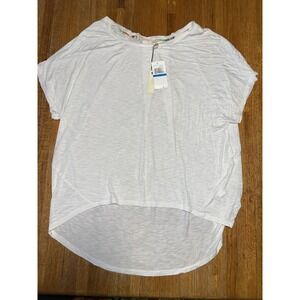 Cupio Blush Women XL White Short Sleeve Crew Neck Hi-Low Lightweight Blouse